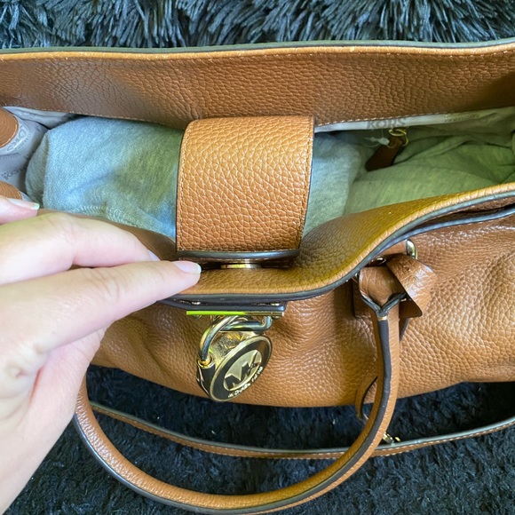 MICHAEL KORS Brown Leather Hamilton Large Satchel Tote Handbag - Picture 4 of 9